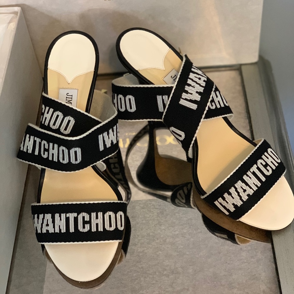Jimmy Choo Bailey 100 Logo Tape Sandals